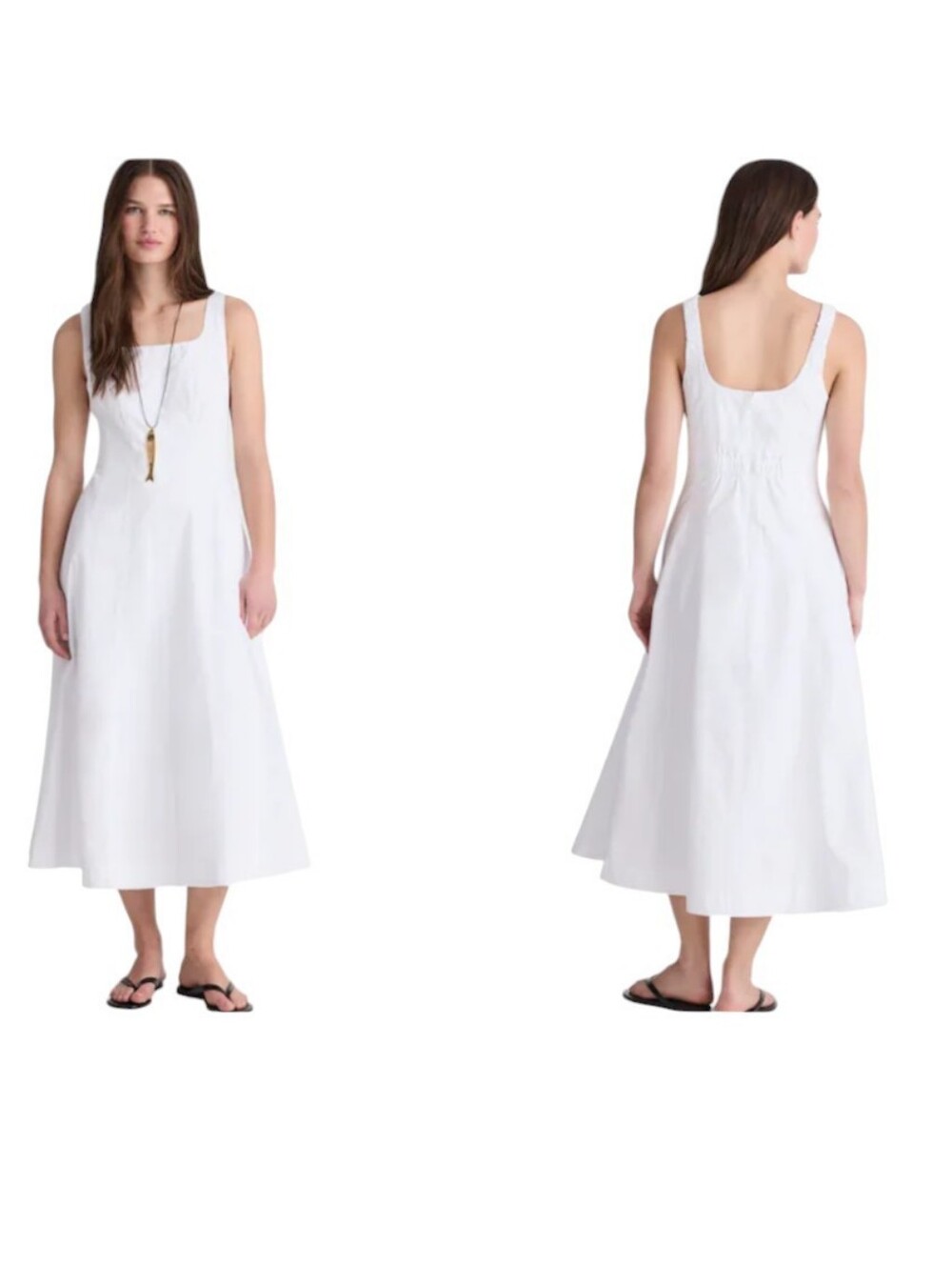 NWT Madewell Rylee Midi Dress White Heavyweight Cotton Poplin Size 6